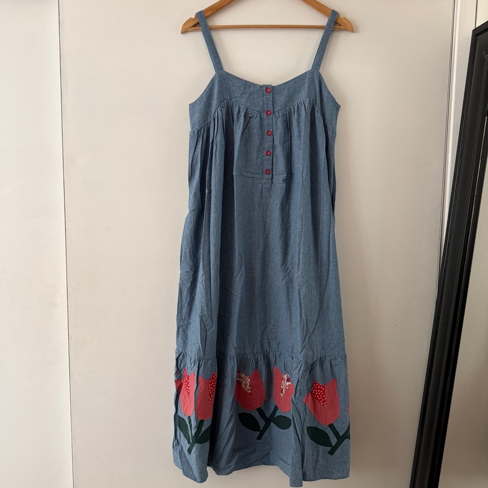 Honeybea Denim Chambray Appliqué dress